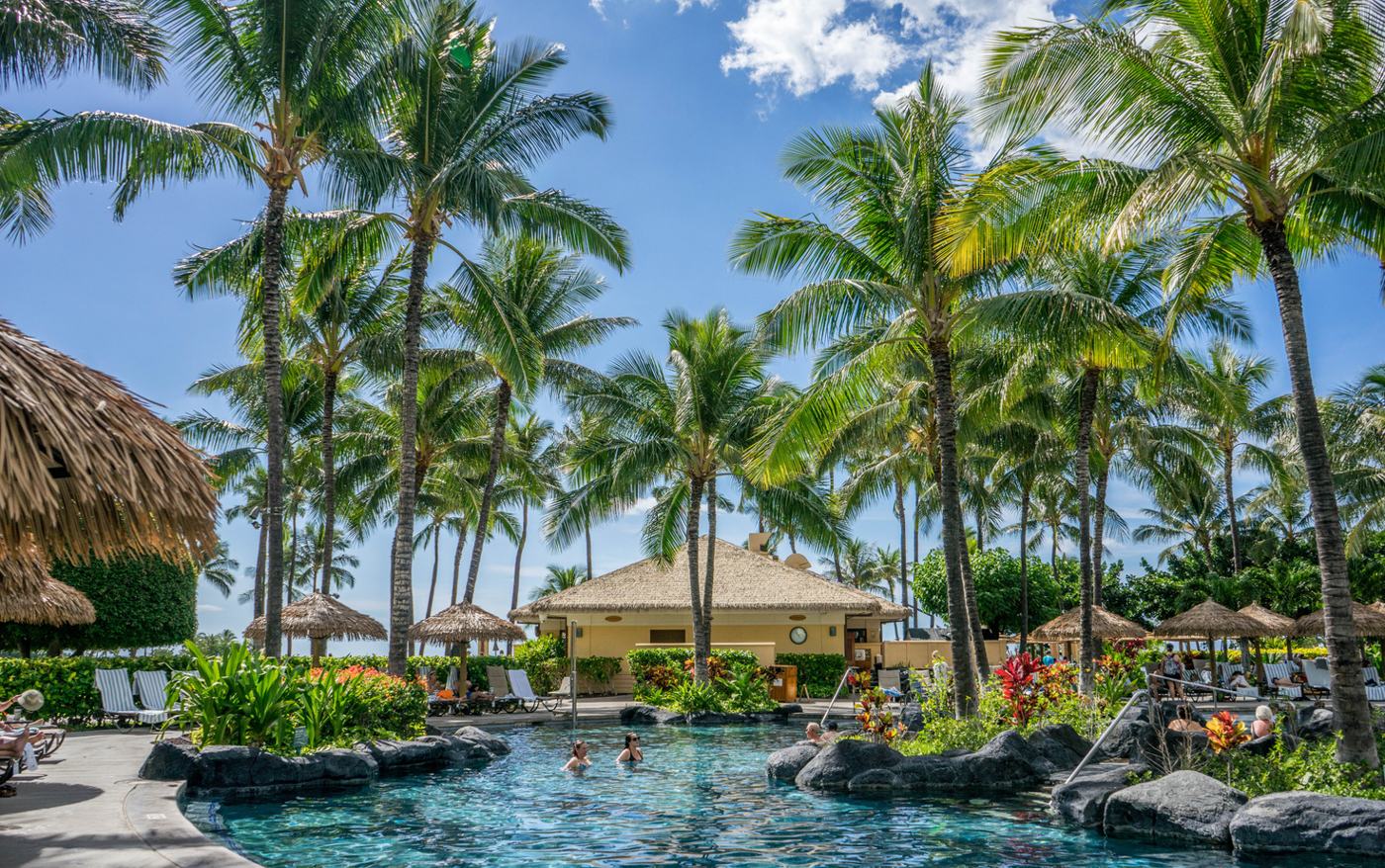Community-run resort among palm trees