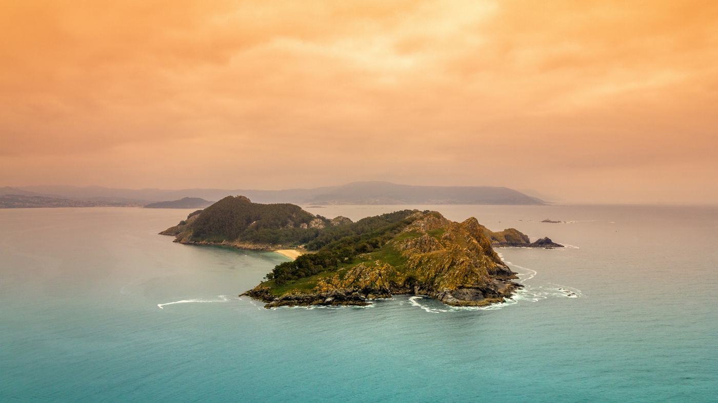 Small island at sunset